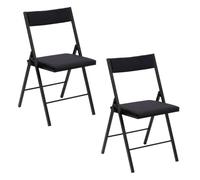 Toilinux.com Lot de 2 chaises Pliantes carrées en Velours - Noir