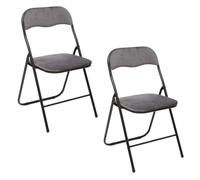 Toilinux.com Lot de 2 chaises Pliantes Effet Velours - Gris