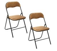 Toilinux.com Lot de 2 chaises Pliantes Effet Velours - Ocre doré