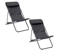 Toilinux.com Lot de 2 chiliennes de Jardin Pliante MIRAEL - Anthracite