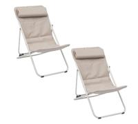 Toilinux.com Lot de 2 chiliennes de Jardin Pliante MIRAEL - Lin et Argile