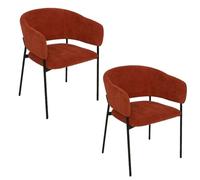 Atmosphera - Lot de 2 fauteuils à diner en velours SOLEA - Terracotta - Solea G