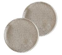 Toilinux.com Lot de 2 Sets de Tables Ronds en Jute ALAGO - Diam. 38 cm - Argent