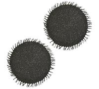 Toilinux.com Lot de 2 Sets de Tables Ronds en Jute FILI - Diam. 38 cm - Noir