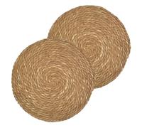 Toilinux.com Lot de 2 Sets de Tables Ronds en Jute GRAMI - Diam. 38 cm - Marron
