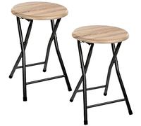 Toilinux.com Lot de 2 Tabourets pliants en métal et MDF