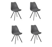 Toilinux.com Lot de 4 chaises avec Coussin Atome - Gris foncé
