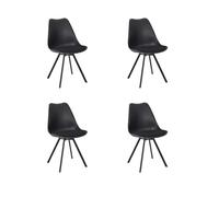 Toilinux.com Lot de 4 chaises avec Coussin Atome - Noir
