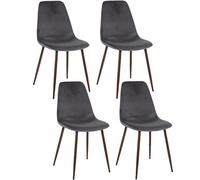 Toilinux.com Lot de 4 Chaises Confortables en Polyester Effet Velours et Pieds en Fer Roka - Gris Ardoise