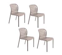 Toilinux.com Lot de 4 chaises de Jardin en polypropylène Sienne - Gris