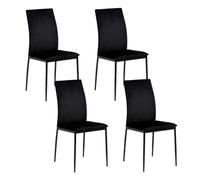 Toilinux - Lot de 4 chaises de salle à manger tissu Dublin MIDENA - Noir - Midena Noir G