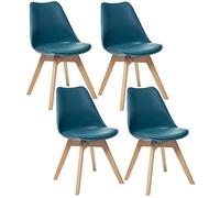 Toilinux.com Lot de 4 Chaises Design scandinave Baya - Bleu Canard