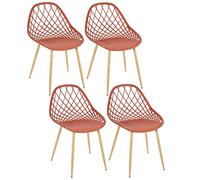 Lot De 4 Chaises D'extérieur Malaga En Polypropylène - Terracotta Rouge
