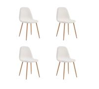 Toilinux.com Lot de 4 chaises en Bouclette Freya - Blanc