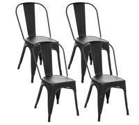 Toilinux.com Lot de 4 chaises en métal NIKO - Noir