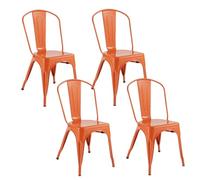 Toilinux.com Lot de 4 chaises en métal NIKO - Orange