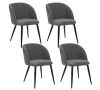 Toilinux.com Lot de 4 chaises en Velours côtelé Celeste - Gris foncé