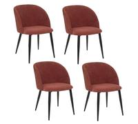 Toilinux.com Lot de 4 chaises en Velours côtelé Celeste - Terracotta