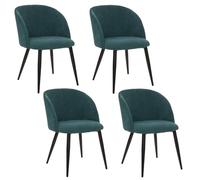 Toilinux.com Lot de 4 chaises en Velours côtelé Celeste - Vert Jade