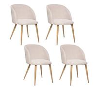 Toilinux.com Lot de 4 chaises en Velours côtelé et Pieds Effet hêtre Celeste - Beige
