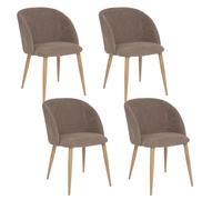 Toilinux.com Lot de 4 chaises en Velours côtelé et Pieds Effet hêtre Celeste - Taupe