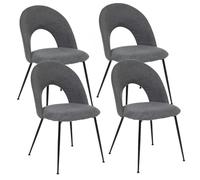 Toilinux.com Lot de 4 chaises Pieds métal Assise Tissu Raven - Gris