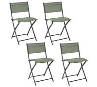 Toilinux.com Lot de 4 chaises Pliantes d'extérieur Elba - Kaki