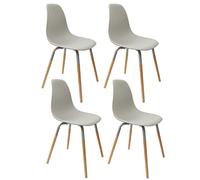 Toilinux.com Lot de 4 Chaises scandinave Phenix en polypropylène et métal - Gris