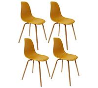 Toilinux - Lot de 4 Chaises scandinave Phenix en polypropylène et métal - Jaune Moutarde