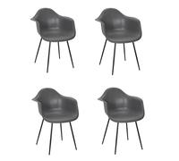 Toilinux.com Lot de 4 fauteuils Gustav - Gris foncé