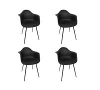 Toilinux.com Lot de 4 fauteuils Gustav - Noir