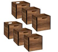 Toilinux.com Lot de 6 Boîtes de Rangement Design en MDF Effet Bois - Marron et Noir