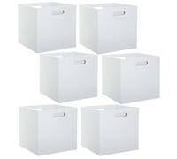 Toilinux.com Lot de 6 Boîtes de Rangement Effet Bois en MDF Mix n' modul - L. 31 x l. 31 cm - Blanc