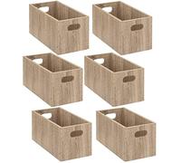 Toilinux.com Lot de 6 Boîtes de Rangement rectangulaire en MDF - L. 31 x H. 15 cm - Beige Effet Bois