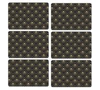 Toilinux.com Lot de 6 Sets de Table avec Encre métallique ELIOR - 30 x 45 cm - Or et Noir