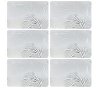 Toilinux.com Lot de 6 Sets de Table Motif Feuillage avec Encre métallique Eden - 30 x 45 cm - Argent et Blanc