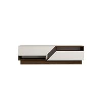 Toilinux - Meuble TV 2 portes basculantes effet bois ELIOTT - Marron et blanc - ELIOTT G