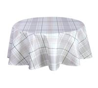 Toilinux.com Nappe en Toile cirée Ronde Carreau - Diam. 150 cm - Ecru