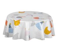 Toilinux.com Nappe en Toile cirée Ronde Motifs Poules Adele - Diam. 135 cm