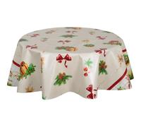 Toilinux.com Nappe en Toile cirée Ronde NŒUDS - Diam. 135 cm - Ecru