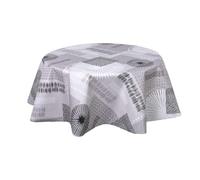 Toilinux.com Nappe en Toile cirée Ronde Run - Diam. 150 cm - Gris