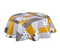 Toilinux.com Nappe en Toile cirée Ronde Vyle - Diam. 150 cm - Gris