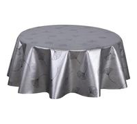 Toilinux.com Nappe Ronde en Toile cirée nacrée GINKOTEX - Diam. 150 cm - Gris