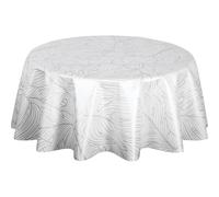 Toilinux.com Nappe Ronde en Toile cirée nacrée NERV - Diam. 150 cm - Blanc