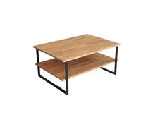 - Table basse 1 étagère Auralis en bois massif - Beige et noir - Auralis