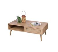 Toilinux - Table basse Bali avec 1 tiroir et 1 niche de rangement - Bali Beige