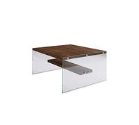 Toilinux.com Table Basse carrée 1 étagère en Bois de pin et sa Structure en Verre - Marron
