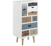 - Commode en MDF 9 tiroirs multicouleur - H.28cm - Blanc - Thammis