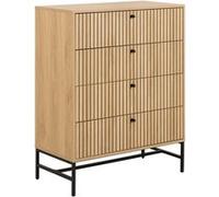 Toilinux - Commode rectangulaire à 4 tiroirs effet tasseaux BAÏKAL - Beige - BAÏKAL Beige G