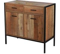 Toilinux - Commode Riverside - 2 tiroirs et 2 portes - Largeur 84 cm - Métal et Bois